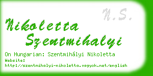 nikoletta szentmihalyi business card